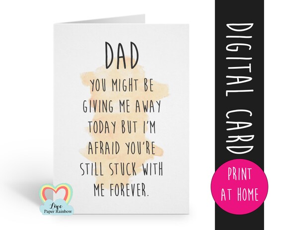 father of the bride card, funny father of the bride card, dad giving me away card, card for father of the bride, wedding card for dad
