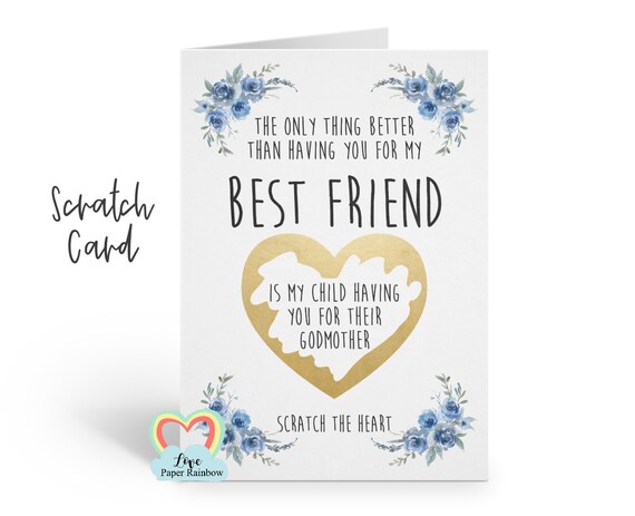godmother card will you be my godmother scratch card godmother proposal best friend godfather card godmother quote card floral