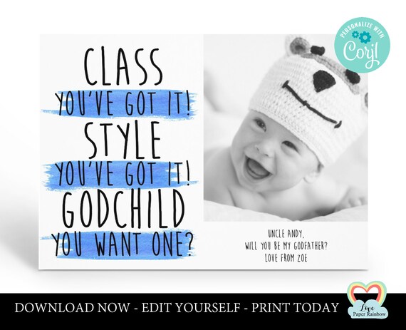 personalized godmother card printable | will you be my godfather | godparents proposal | godmother photo card | funny godparents proposal
