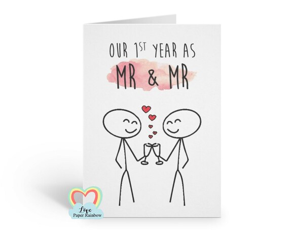 our first year as mr and mr, gay anniversary card, 1st anniversary card, 1st wedding anniversary card, first wedding anniversary card, gay