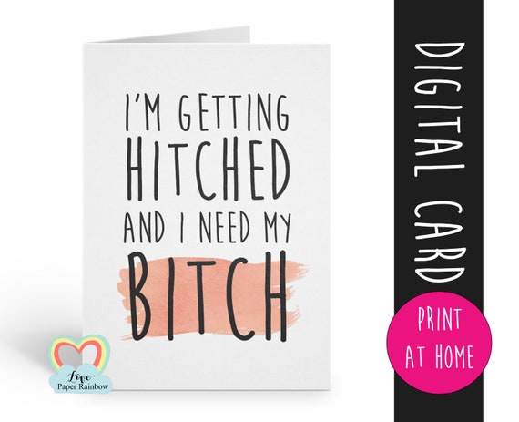 PRINTABLE bridesmaid card, will you be my bridesmaid printable, funny bridesmaid card, bridesmaid proposal printable, digital download