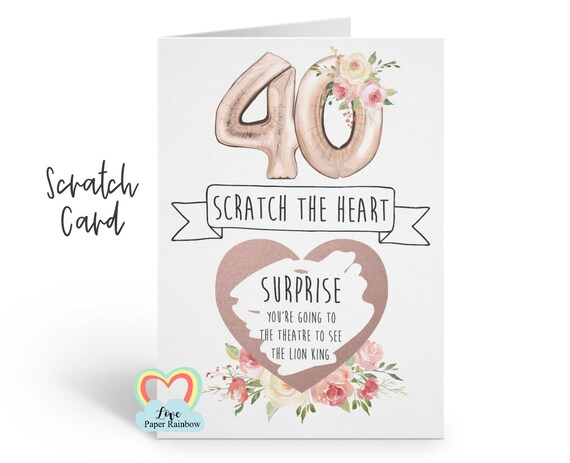 40th birthday scratch card | personalised 40th birthday card | scratch and reveal 40th birthday | 40th birthday gift | surprise trip 40th