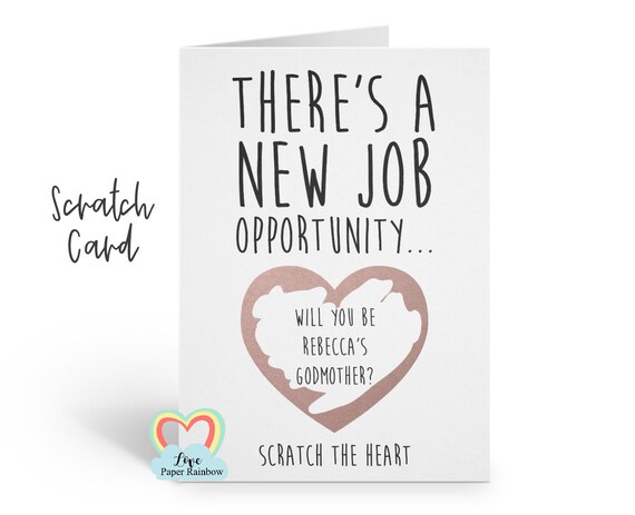 funny godmother card, godmother scratch card, godfather scratch card, job opportunity, will you be my godparents, rude godmother card