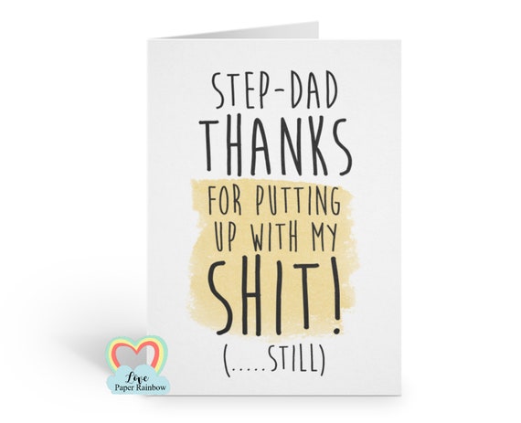 stepdad card funny stepdad father's day card stepdad thanks card stepdad birthday card thanks for putting up with my shit