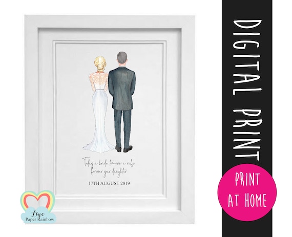 father of the bride gift printable father of the bride print thank you father's day download today a bride tomorrow a wife portrait creator
