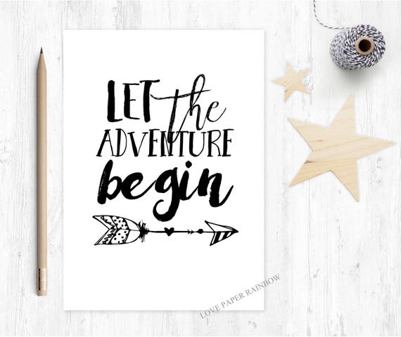 let the adventure begin, motivational quote card, adventure card, new parents card, new baby card, graduation card, new job card, move house