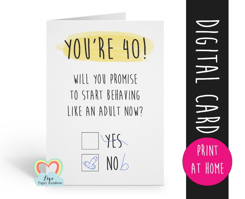 PRINTABLE 40th birthday card electronic obtain amusing 40th birthday card quick obtain impolite 40th birthday card printable develop up photo regarding Printable 40th Birthday Card referred to as PRINTABLE 40th birthday card electronic obtain humorous 40th birthday card immediate obtain impolite 40th birthday card printable develop up
