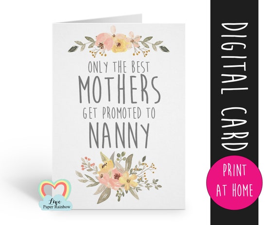 PRINTABLE pregnancy announcement you're going to be a nanny only the best mums get promoted to nanny love paper rainbow i'm pregnant