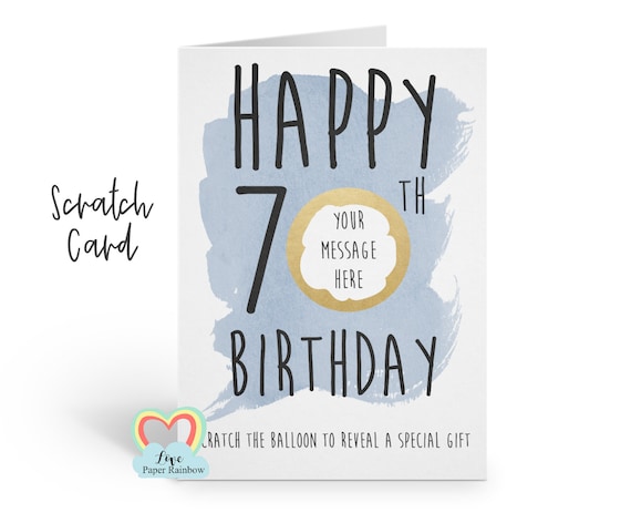 70TH BIRTHDAY surprise card | 70th birthday gift | scratch and reveal 70th birthday gift | 70th birthday card | 70th birthday scratch card