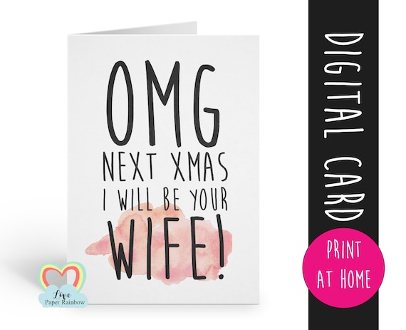 PRINTABLE fiance christmas card, next christmas I'll be your wife, funny fiance christmas card, last christmas as miss