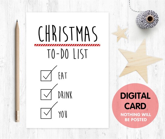 PRINTABLE funny christmas card, christmas to do list card, naughty christmas card, boyfriend christmas card, girlfriend christmas card