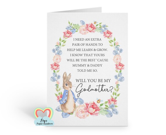 rabbit godmother card, will you be my godfather, godparents proposal, guide parent card, godmother poem, i need an extra pair of hands