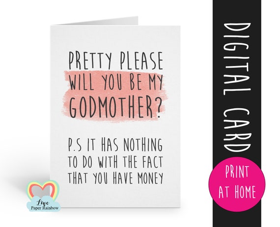 funny godmother card printable godmother proposal instant download godmother card inappropriate godmother printable card digital download