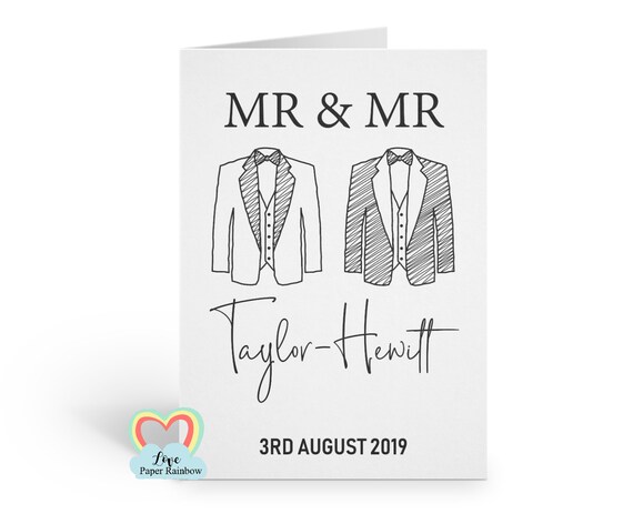 Mr & Mr wedding card | gay wedding card | personalised wedding card | wedding suits | gay anniversary card | mr and mr anniversary card