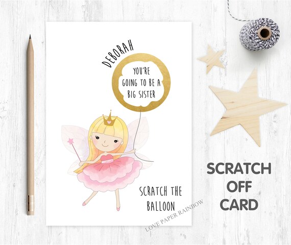 you're going to be a big sister card big sister scratch card big sister reveal fairy big sister card pregnancy announcement