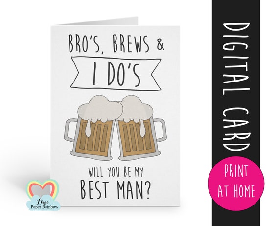 best man proposal printable will you be my best man bros brews and I dos instant download digital proposal funny best man card digital