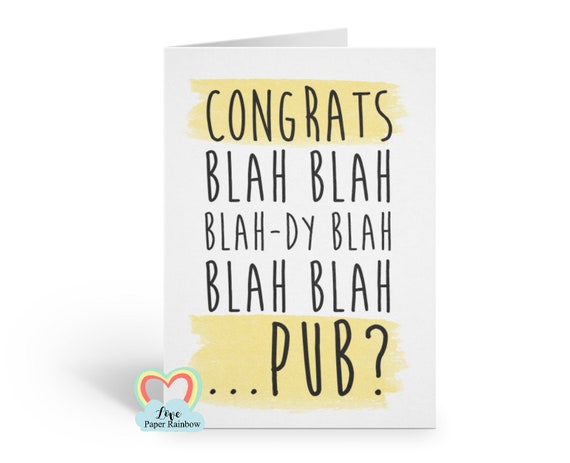 well done card, congrats card, congratulations card, funny congrats card, funny congratulations card, funny well done card, pub
