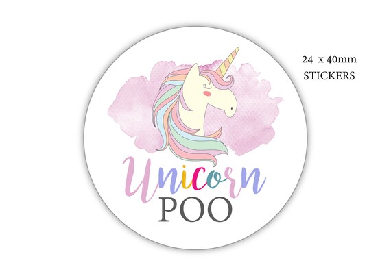 unicorn poo stickers, unicorn poop stickers, unicorn poo round stickers, 40mm unicorn poo stickers, unicorn sweets