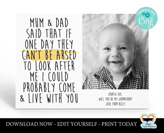 personalized godmother card printable | will you be my godfather | godparents proposal | godmother photo card | funny godparents proposal