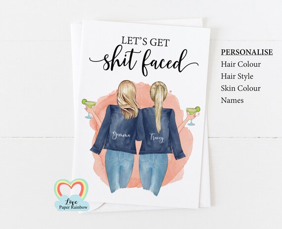 best friend 30th birthday card, personalised 30th birthday card, cocktails 30th birthday card, drinking card, let's get shitfaced, funny