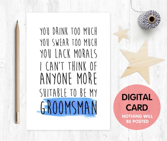 PRINTABLE groomsman card, will you be my groomsman printable, funny groomsman card, groomsman proposal printable, digital download