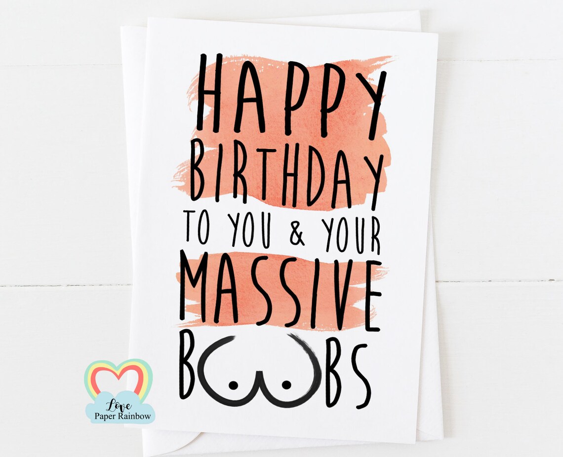 Massive boobs birthday card boobs birthday card funny | Etsy