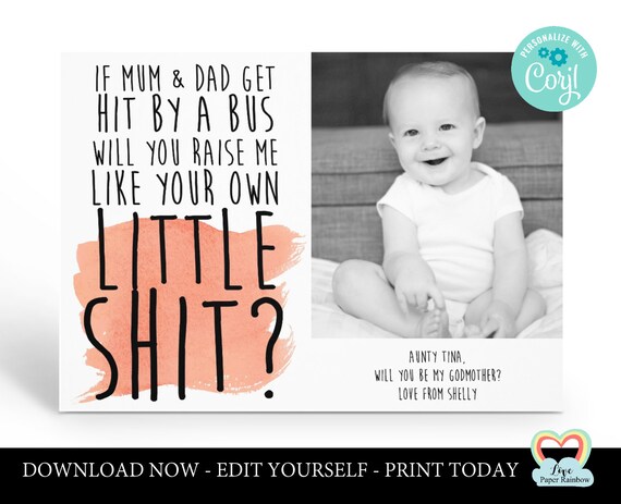 personalized godmother card printable | will you be my godfather | godparents proposal | godmother photo card | funny godparents proposal