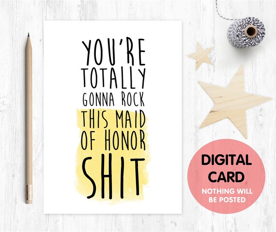 PRINTABLE funny maid of honor card will you be my maid of honor printable maid of honor proposal instant download love paper rainbow