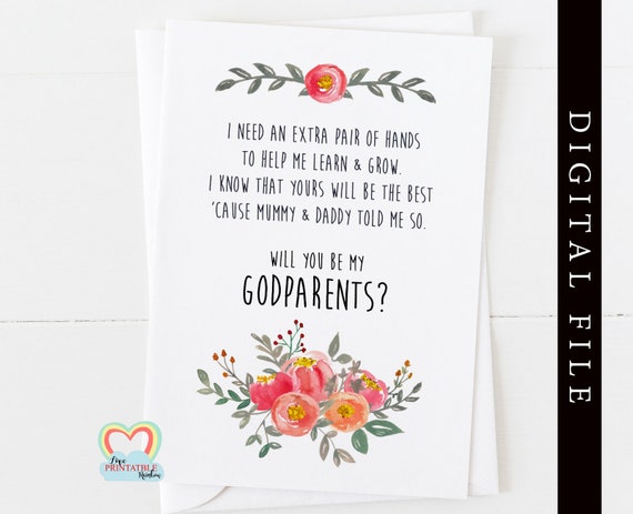 PRINTABLE Will You Be My Godparents Card Godparents Card | Etsy