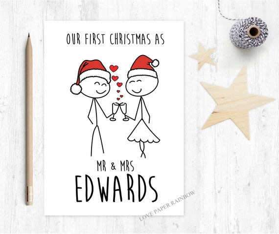 our first christmas mr and mrs, 1st christmas card, first christmas card, our first christmas together, wife christmas card, husband