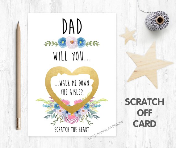 will you walk me down the aisle, will you give me away, walk me down the aisle scratch card