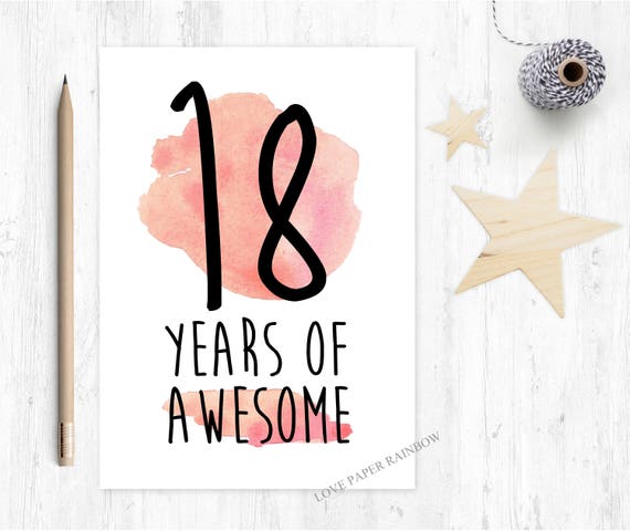 18th birthday card, funny 18th birthday card, awesome birthday card, 18 years of awesome,