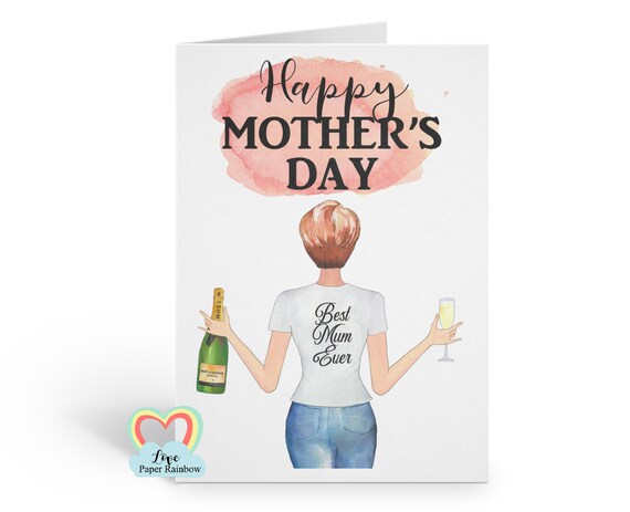 personalised mother's day card watercolour portrait custom hairstyles best mum ever card love paper rainbow