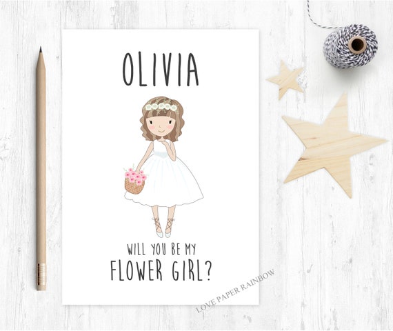 flower girl card, will you be my flower girl, flower girl proposal, personalised flower girl card, custom flower girl card