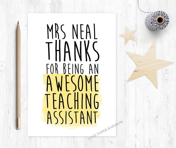 teaching assistant card thanks for being my teaching assistant funny teaching assistant card personalised teaching assistant quote awesome