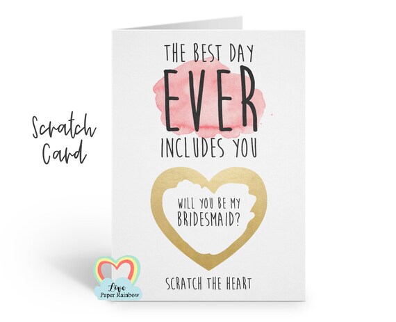 will you be my bridesmaid scratch card, will you be my maid of honour scratch card, the best day ever includes you, flower girl card
