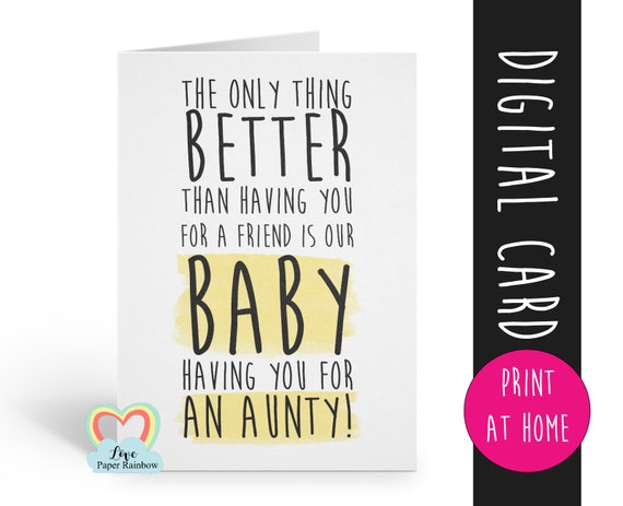 PRINTABLE pregnancy announcement friend you're going to be an aunty instant download aunty reveal love paper rainbow I'm pregnant