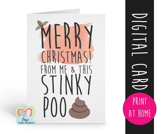 PRINTABLE christmas card, POO christmas card, funny christmas card, kids christmas cards, merry christmas from me and this stinky poo,