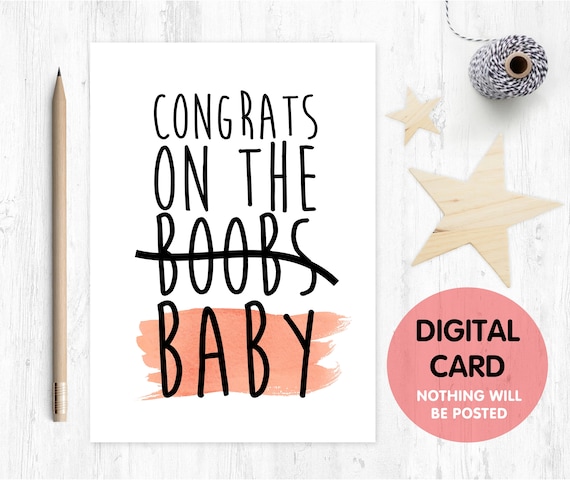 funny pregnancy card, funny new mum card, new baby card, congrats on the baby, boobs pregnancy card, expecting card, congrats on the boobs
