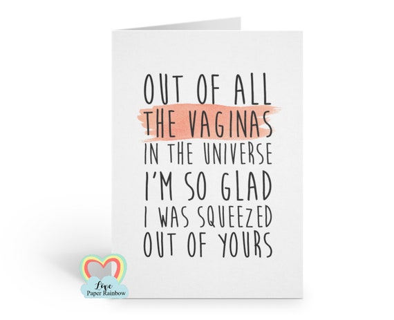 funny mother's day card, rude mother's day card, inappropriate mother's day card, out of all the vaginas, funny mum birthday card