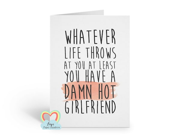funny anniversary card funny love card funny boyfriend card valentines card for him lesbian card whatever life throws at you
