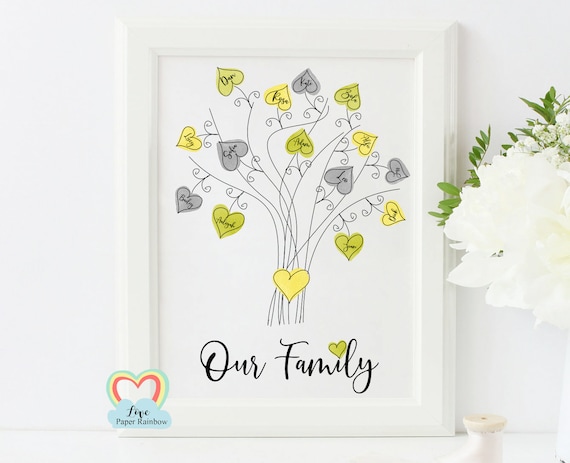 personalised watercolour family tree print mother's day gift birthday gift for grandma our family tree family wall art new baby gift