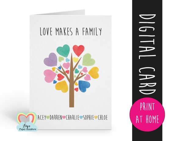 adoption printable card | family tree | custom family card | love makes a family | personalised adoption card | print at home | newborn