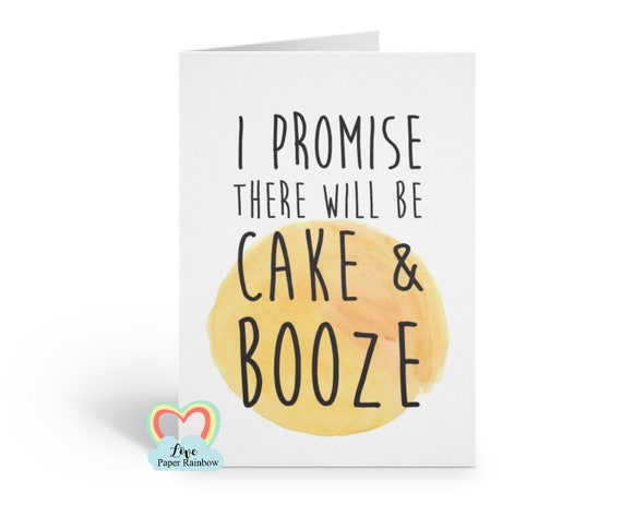 Will you Be My Bridesmaid Funny Card, I promise there will be cake and booze, funny bridesmaid card, funny maid of honour card