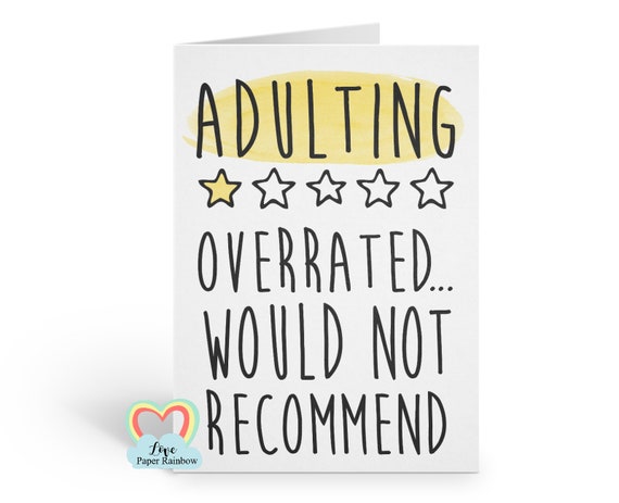 adulting birthday card, 18th birthday card, 21st birthday card, funny birthday card, adult birthday card