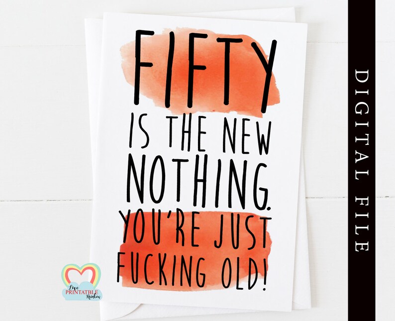 PRINTABLE 50th birthday card digital download funny 50th | Etsy