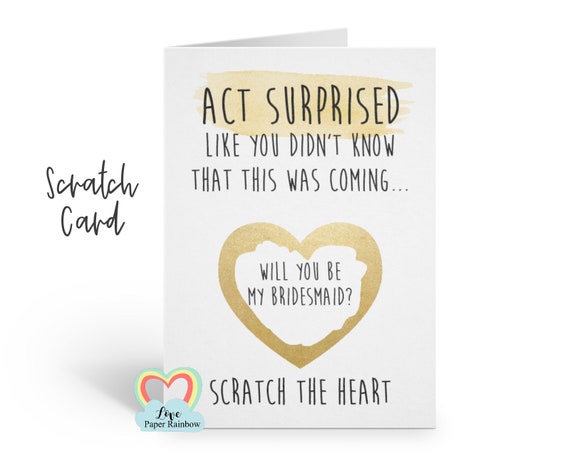 funny bridesmaid scratch card be my bridesmaid proposal funny maid of honour card act surprised like you didn't know this was coming