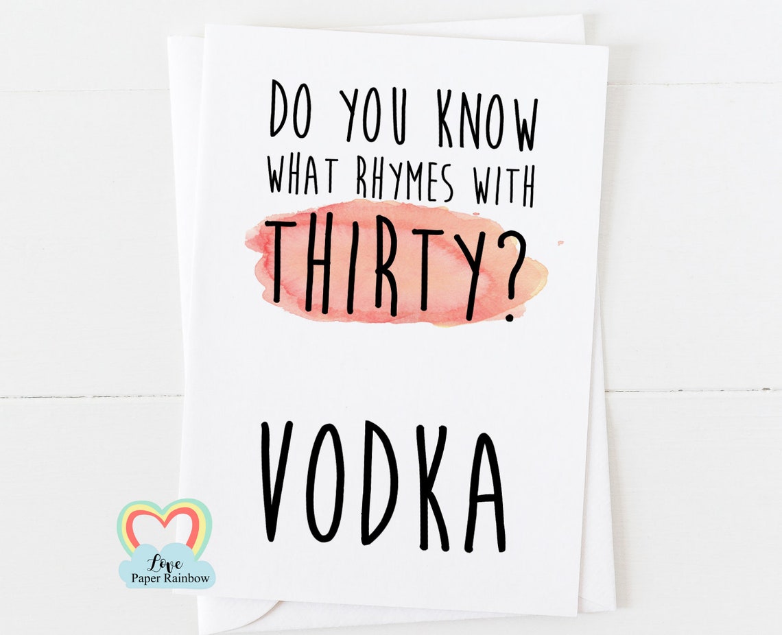 Vodka Birthday Card 30th Birthday Card Vodka Friend 30th Etsy