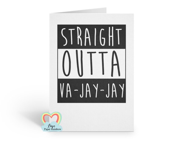 funny new baby card, funny birthday card, VAJAYJAY, va-jay-jay card, rude new baby card, vagina card, maternity card, love paper rainbow