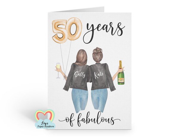 best friend 50th birthday card personalised sister 50th birthday card mum 50th birthday card 50 years of fabulous